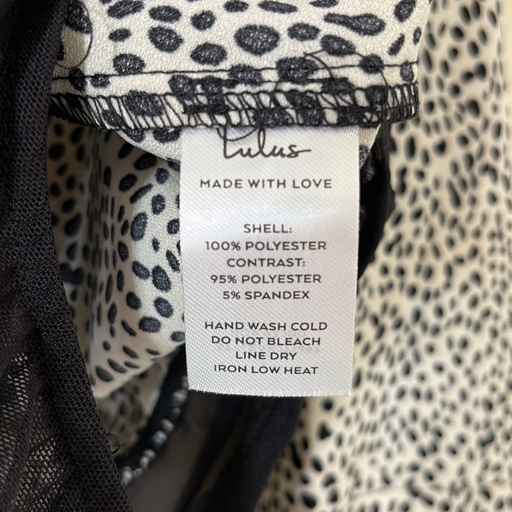Lulus Always Lovely Ivory And Black Print Long Sleeve Bodysuit Size Small - Picture 12 of 14